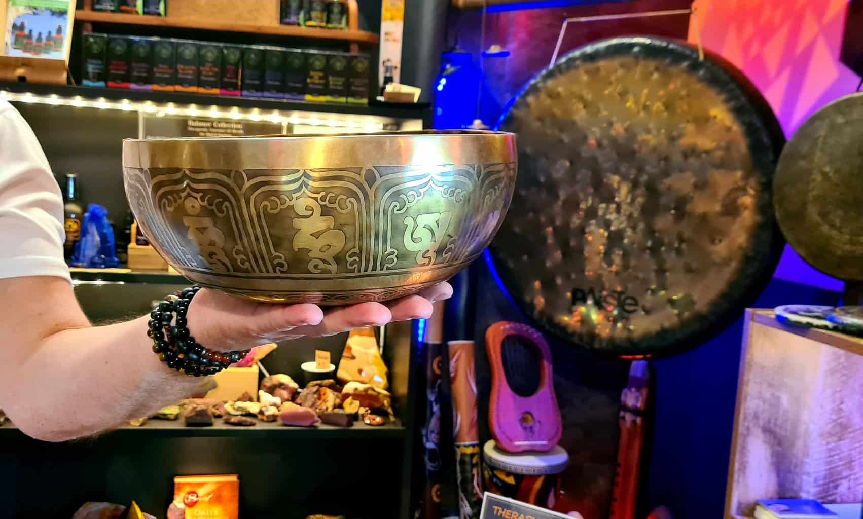 Tibetan Healing Bowl - placed on Heart Chakra